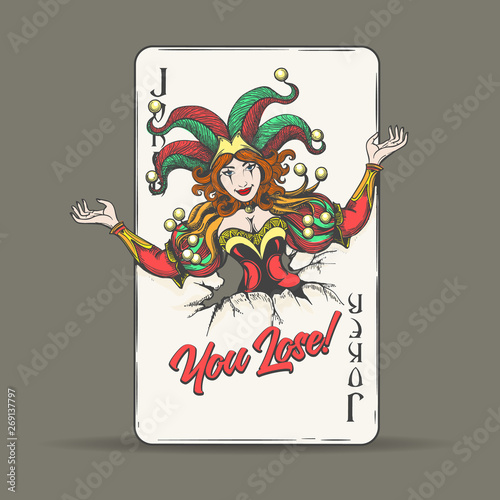 Joker Playing Card with Wording You Lose
