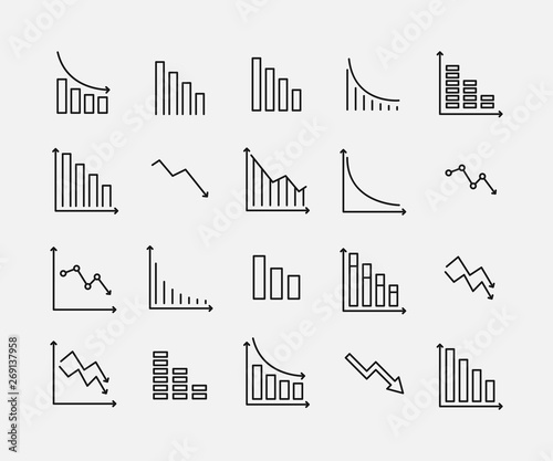 Reduction related vector icon set