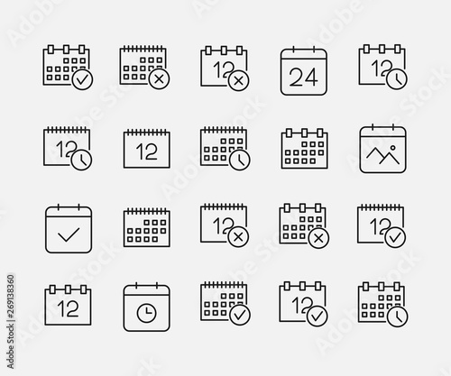 Calendar related vector icon set.