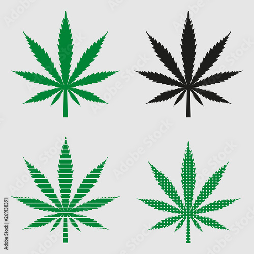 illustration of a set of cannabis leaf on a gray background