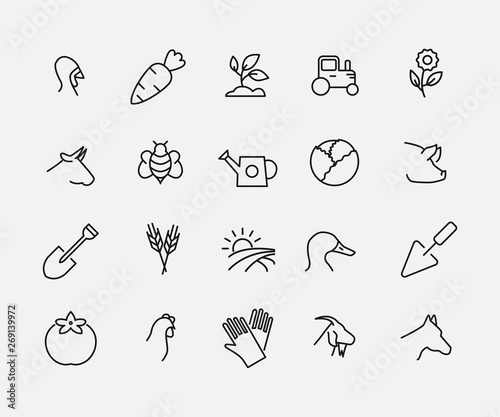 Simple collection of ecotourism related line icons.