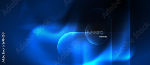 Neon glowing techno lines, hi-tech futuristic abstract background template