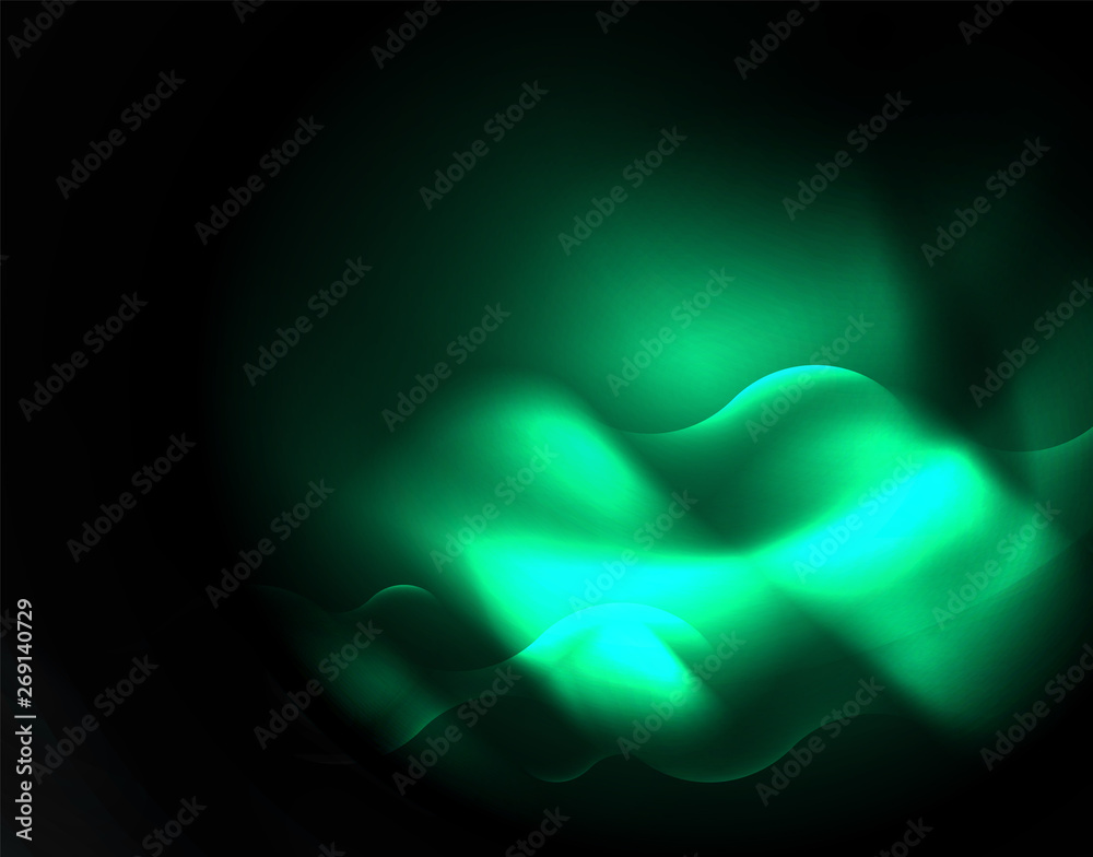 Shiny neon geometric waves template