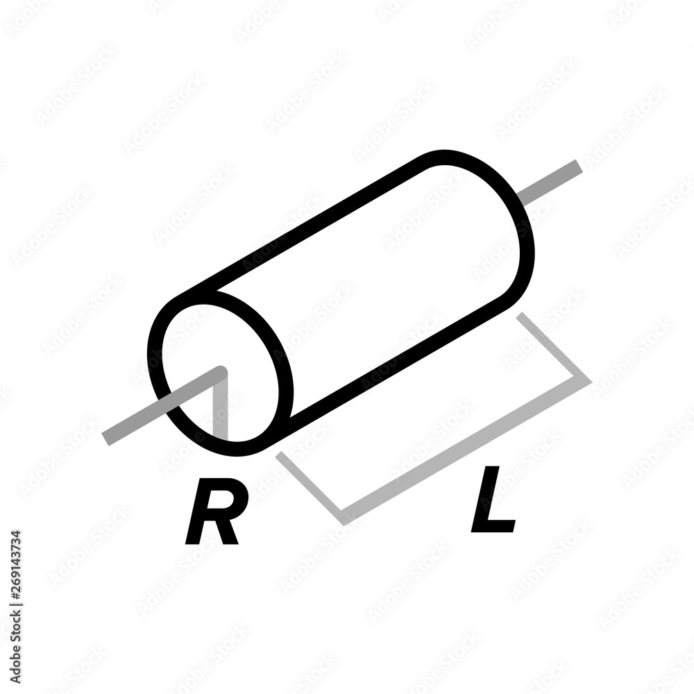 Solid cylinder about central axis - Vector Solid cylinder about central axis - Vector