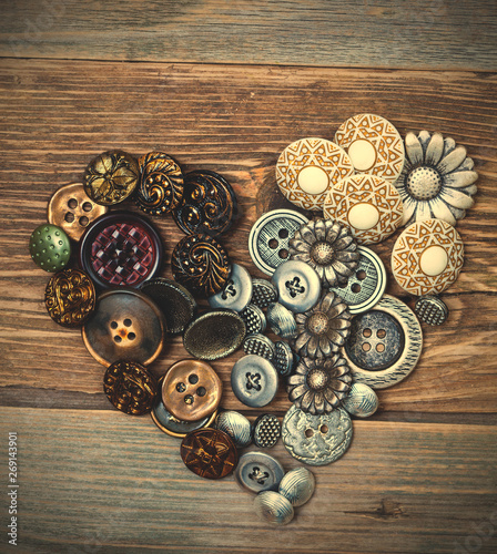 Heart from vintage classical buttons