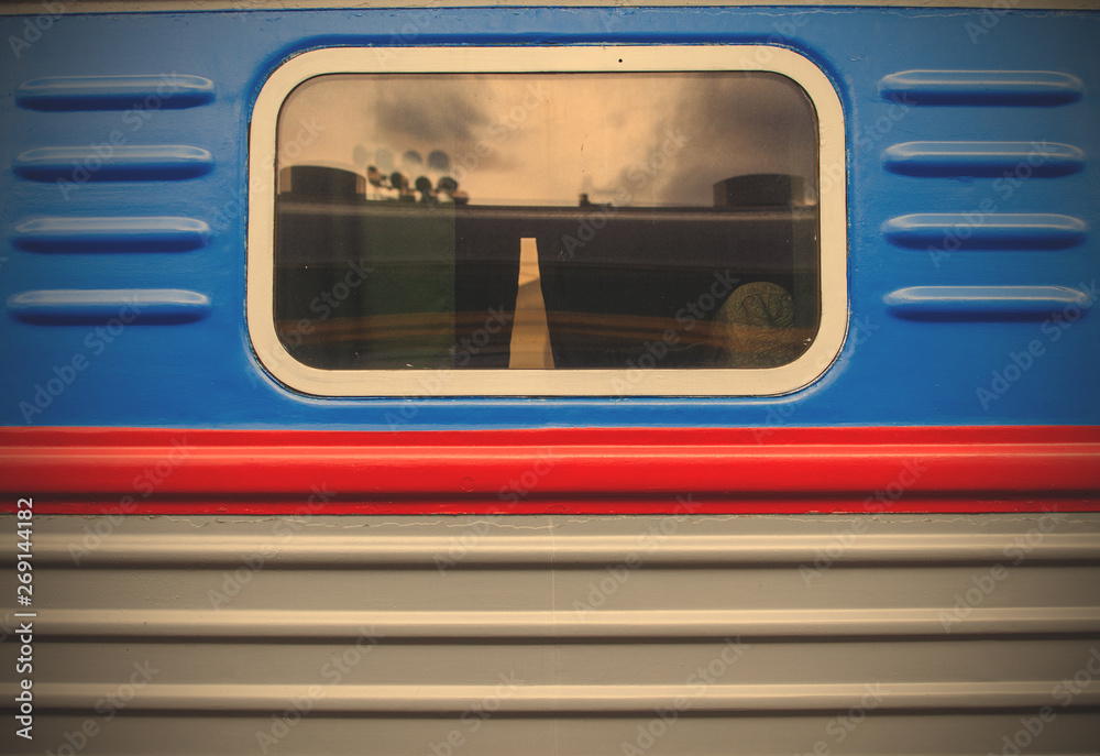 one window of old passenger car