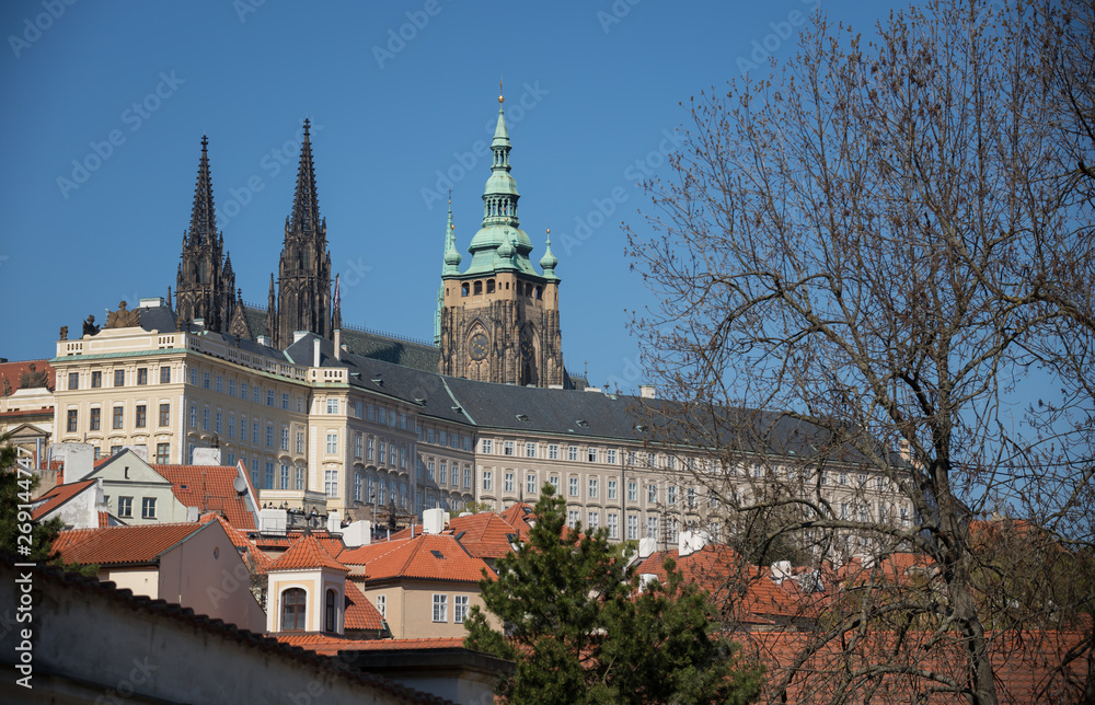 Czech Republic, Prague. A Old Town pavement tower and other famous places