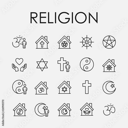 Religion related vector icon set. photo