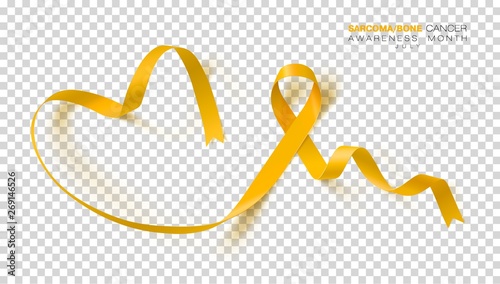 Sarcoma and Bone Cancer Awareness Week. Yellow Color Ribbon Isolated On Transparent Background. Vector Design Template For Poster.