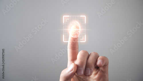 Biometric identification concept with fingerprints. photo
