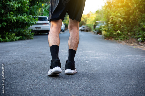 Man running jogging on road,Sport healthy