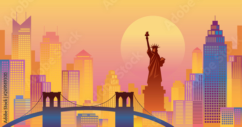 New York Colourful Background, Urban Skyline