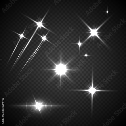 Light flashes vector illustration on transparent background
