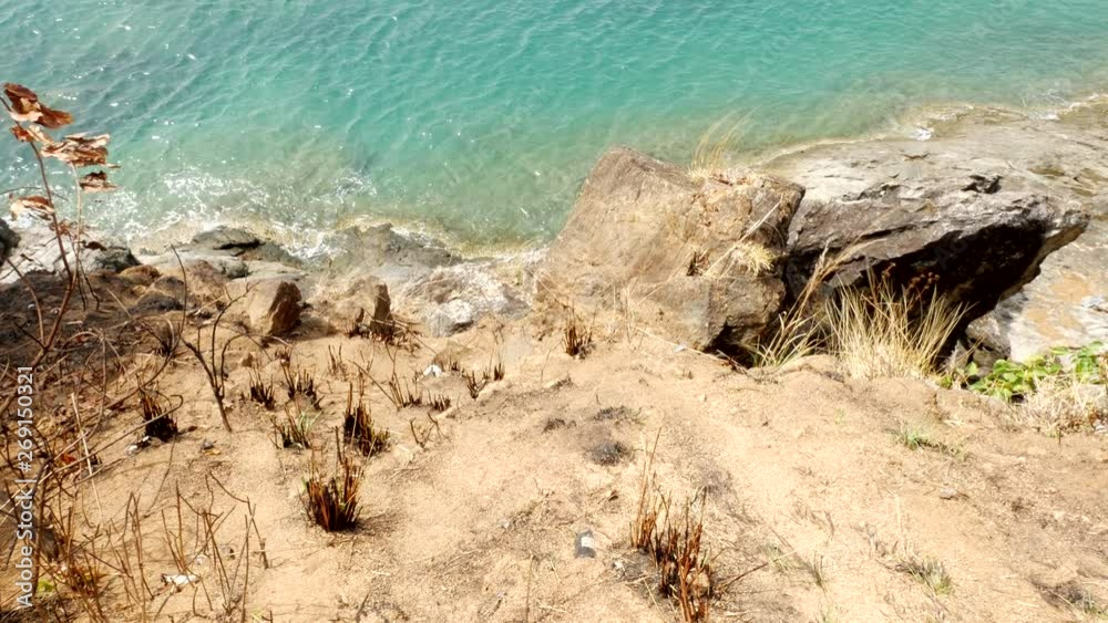 Great stone view with waves in thailand Great stone view with waves in thailand
