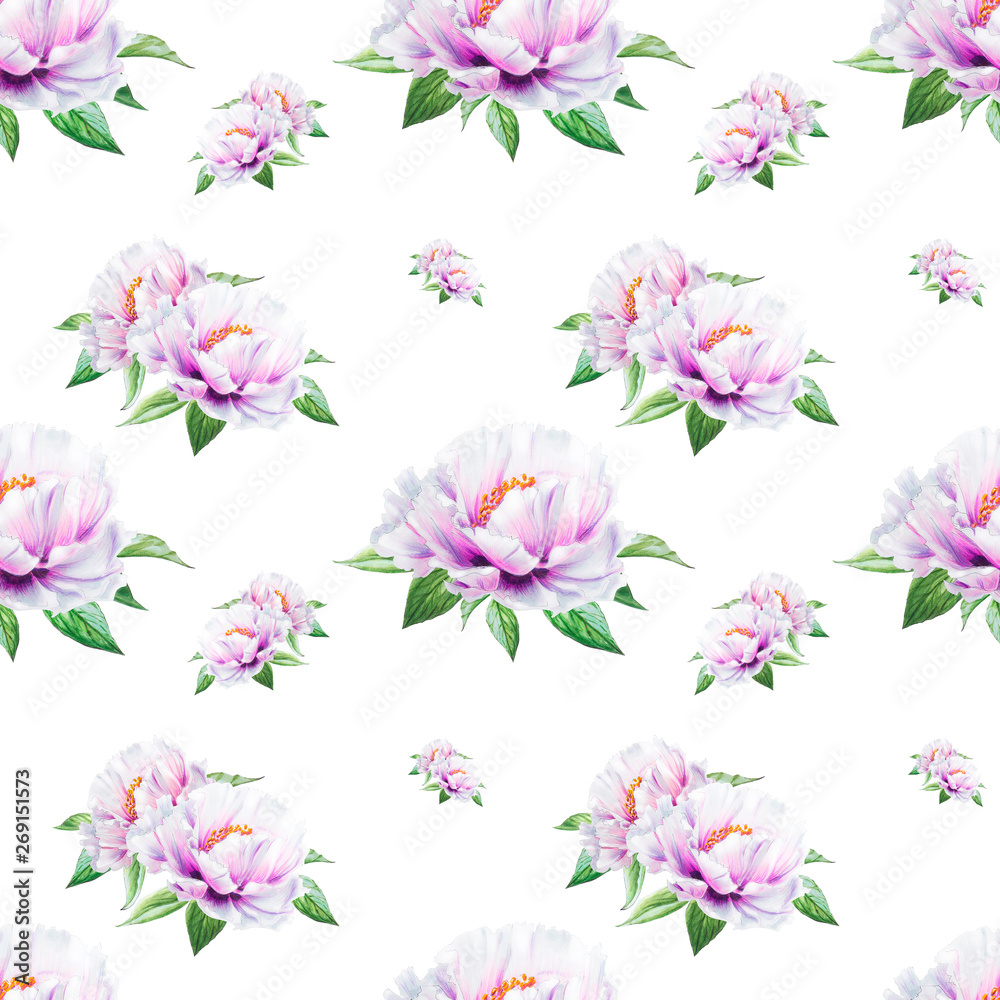 Beautiful white peony seamless pattern. Bouquet of flowers. Floral texture. Marker drawing. Watercolor painting. Wedding and birthday composition. Flower painted background. Hand drawn illustration. Beautiful white peony seamless pattern. Bouquet of flowers. Floral texture. Marker drawing. Watercolor painting. Wedding and birthday composition. Flower painted background. Hand drawn illustration.