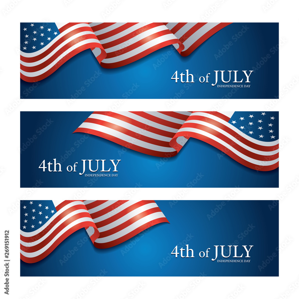 Fototapeta premium Flag of United States Of America 4th July Banner
