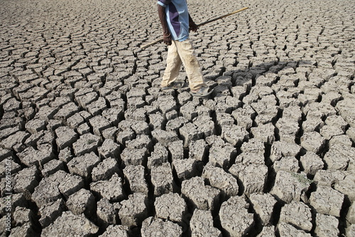 NAGPUR MAHARASHTRA INDIA 20TH MAY 2019 25KM Away from city Veena Dam water dry,this time temperature is high in vidharbha in maharashtra.   photo