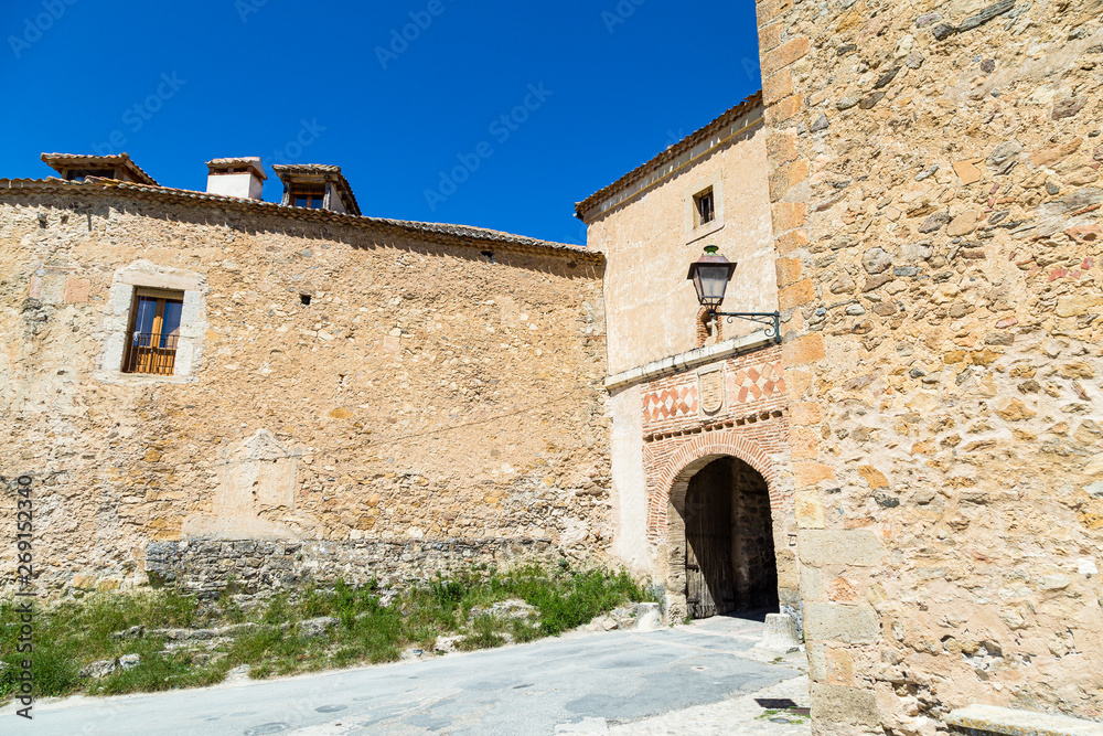 Pedraza, Castilla Y Leon, Spain: Puerta de la Villa, the entry gate of the small town. Pedraza is one of the best preserved medieval villages of Spain, not far from Segovia