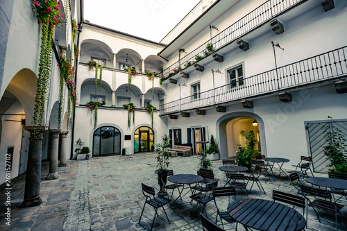 Courtyard of the Mozart's house in Linz, Austria photo