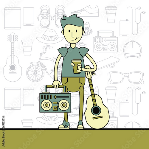 Cool hipster guy cartoon