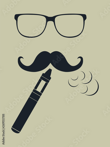 Vape logo. Hipster smoking vaporizer. Vector.