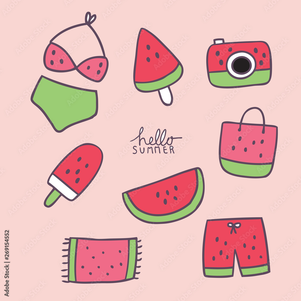 Cartoon cute summer sweet element vector. Cartoon cute summer sweet element vector.