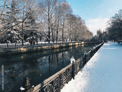 Snowy city embankment art sunny day © Таня Дроздова