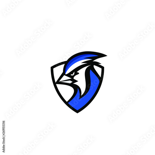 blue jay bird color head mascot logo icon designs vector illustration