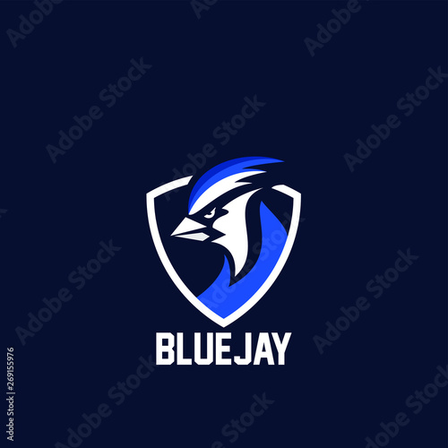 blue jay bird color head mascot logo icon designs vector illustration