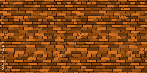Realistic seamless texture of brown old brick wall with shadows. Detailed seamless pattern. Modern backdrop abstract. Vector illustration