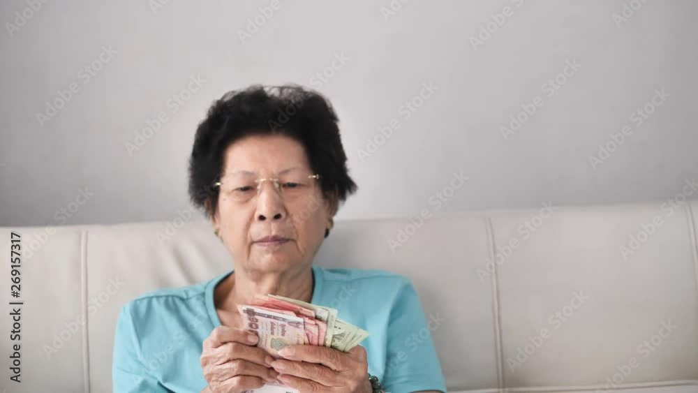 Senior woman receive subsistence allowance from government, lifestyle concept. Senior woman receive subsistence allowance from government, lifestyle concept.