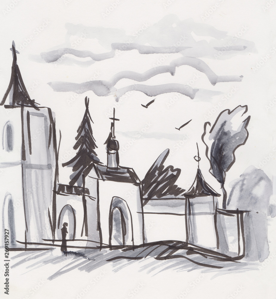 instant sketch, monastery