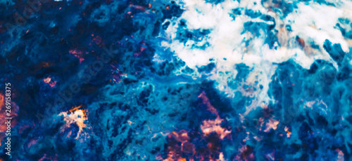 Fototapeta Naklejka Na Ścianę i Meble -  Abstract white blue paint background. Blurred defocused mix blend. Snowy mountain ocean waves nebula effect technique.