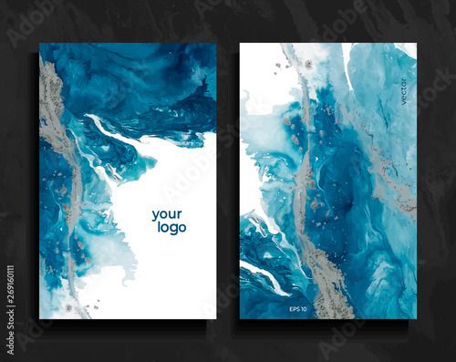 Set of abstract painted background  flyer  business card  brochure  poster  for printing. Trend vector. Liquid marble. 