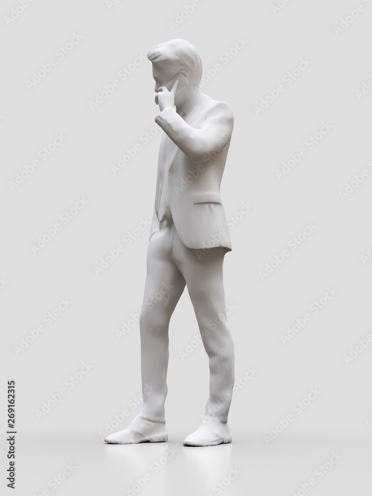 Plastic figure businessmen talking on the phone. 3d rendering. Plastic figure businessmen talking on the phone. 3d rendering.