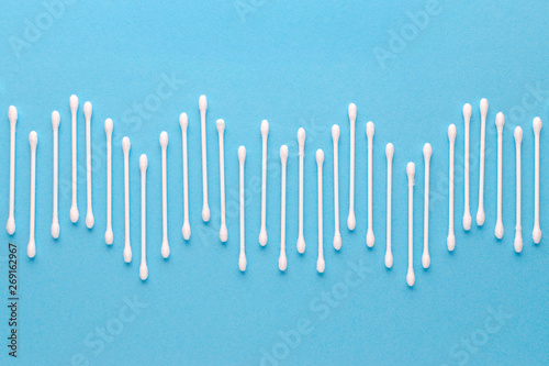 cotton sticks texture on blue background  abstract pattern