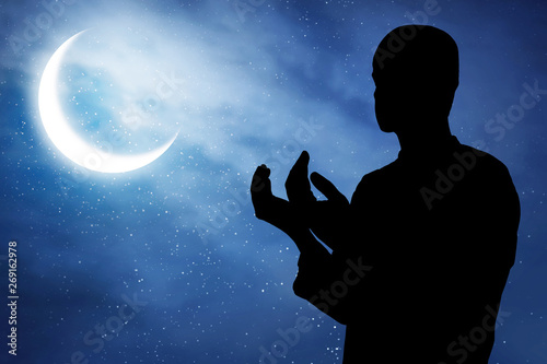 Photography Silhouette of muslim man praying