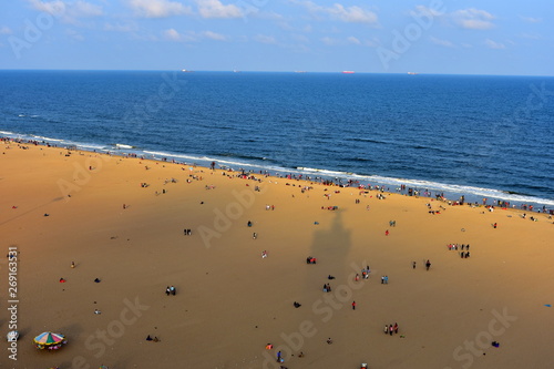 Chennai, Tamilnadu, India: January 26, 2019 - View of Marina beach from lighthouse Chennai