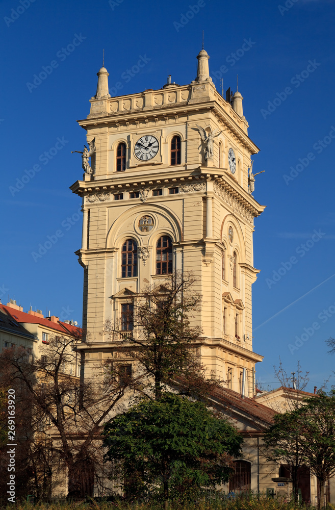 Vinohrady Water Tower in Prague. Czech Republic.