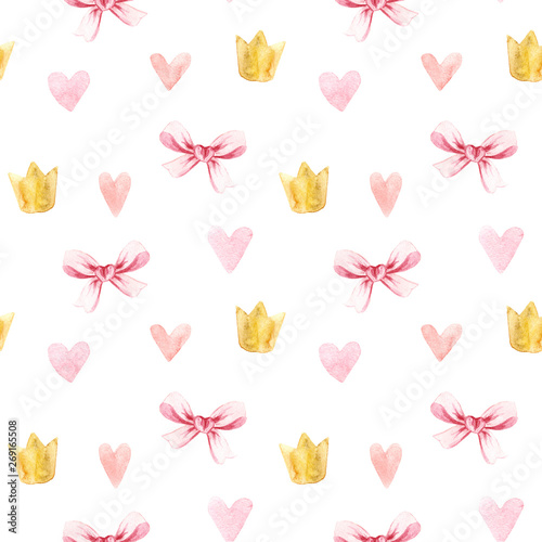 Watercolor crown. Hand painted illustration isolated on white background photo