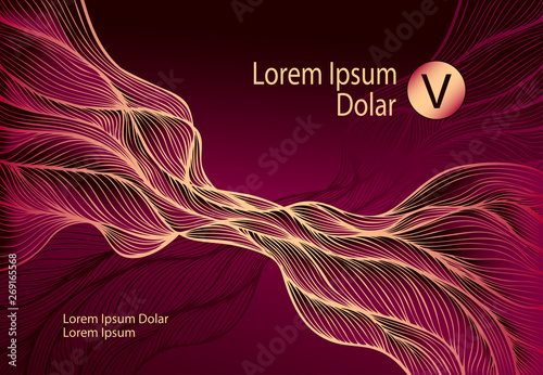 Dark Red Abstract Background or template flyer banner or visit card with Wave or Smoke or folds or fractal or for wine collection 