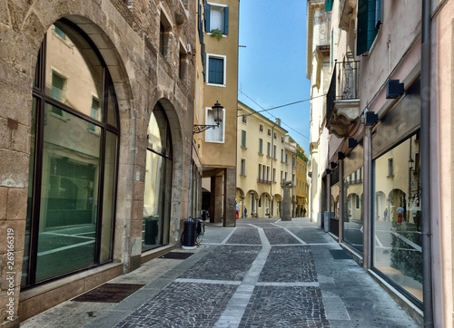 Fototapeta Naklejka Na Ścianę i Meble -  View down an old, narrow street in Padua, Italy.