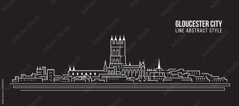 Fototapeta Cityscape Building Line art Vector Illustration design - Gloucester city ,UK