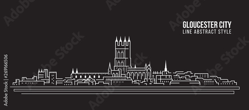 Cityscape Building Line art Vector Illustration design -  Gloucester city ,UK