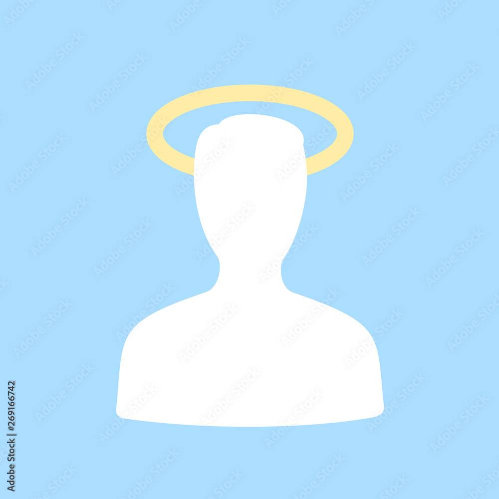 Saint and holy person has gloriole, aureole and halo above head