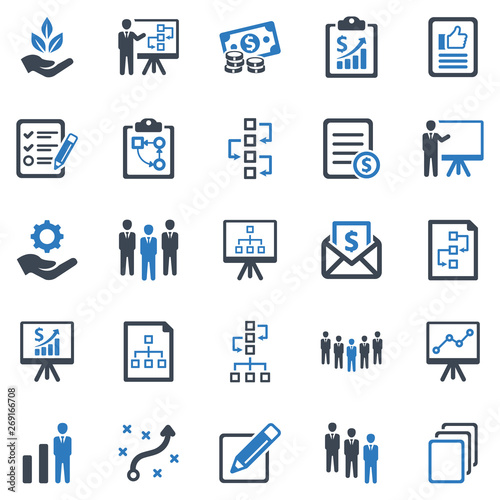 Business Planning Icon Set - vector illustration . business, planning, strategy, management, group, team, people, manager, office, teamwork, project, icons .