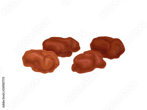 Dried grapes on a white background. Realistic vector illustration.