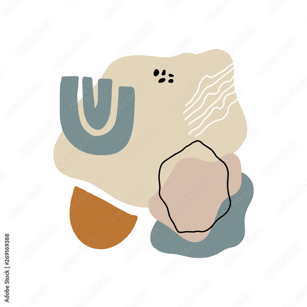 Modern abstract shapes vector background or layout. Pastel scandinavian colors palette Modern abstract shapes vector background or layout. Pastel scandinavian colors palette