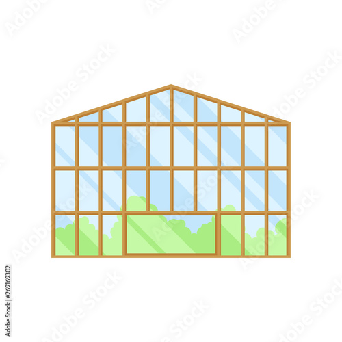 Large glass greenhouse. Vector illustration on white background.