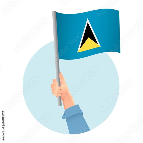 Saint Lucia flag in hand icon